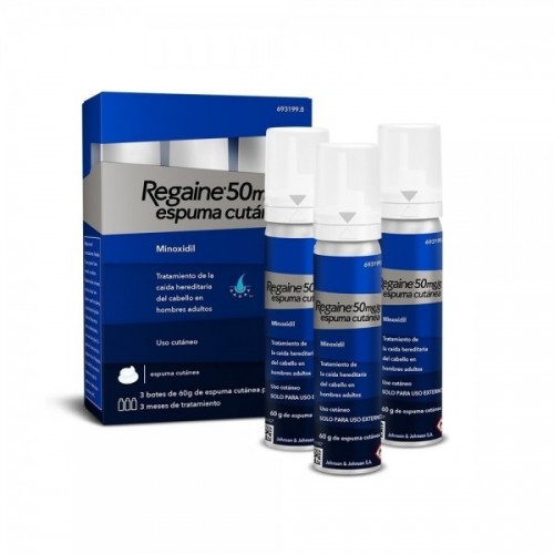 REGAINE 50 MG/G ESPUMA CUTANEA 3 AEROSOLES 60 G