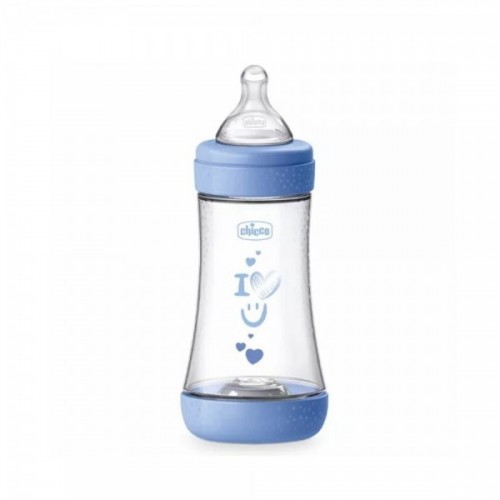 CHICCO BIBERON PERFECT 5 AZUL 2M+ FLUJO NORMAL 240 ML .