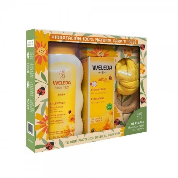 Weleda Pack Hidratación Baby Leche Corporal 200ml + Crema Facial 50ml + Mordedor