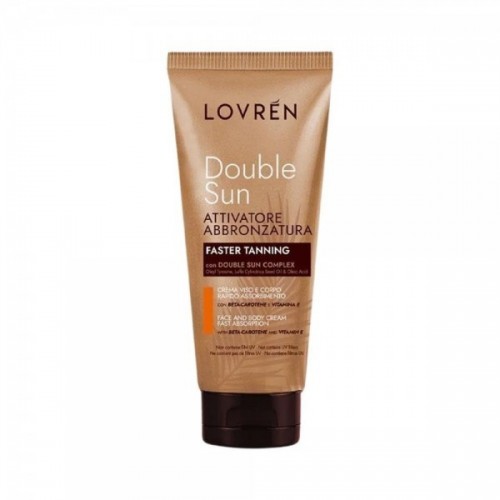 Lovrén Double Sun Activador de bronceado facial y corporal  Autobronceador activador de melanina vegano 100 ml