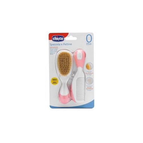 CHICCO CEPILLO Y PEINE PELO NATURAL ROSA