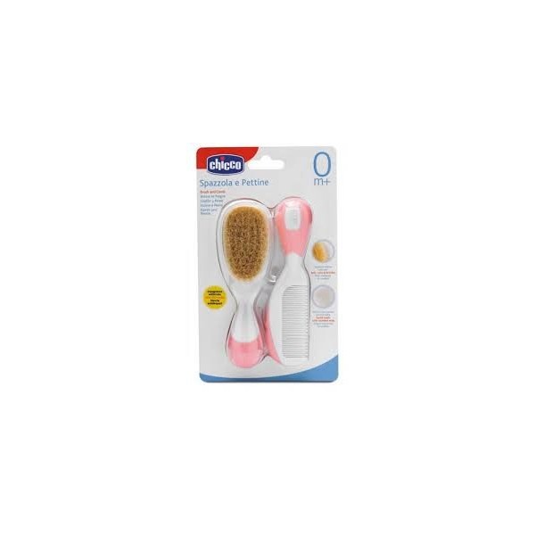 CHICCO CEPILLO Y PEINE PELO NATURAL ROSA