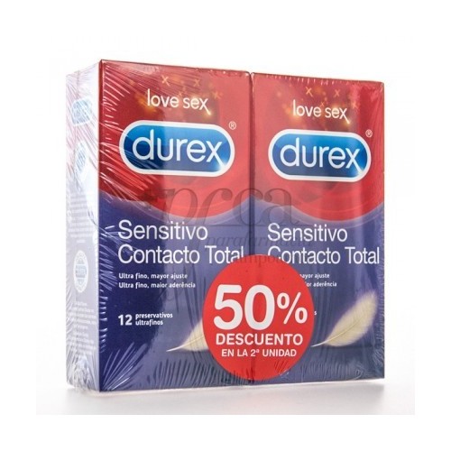 RECKITT DUREX SENSITIVO CONTACTO TOTAL 2X12 UD DUPLO (2ºUNID AL 50%)