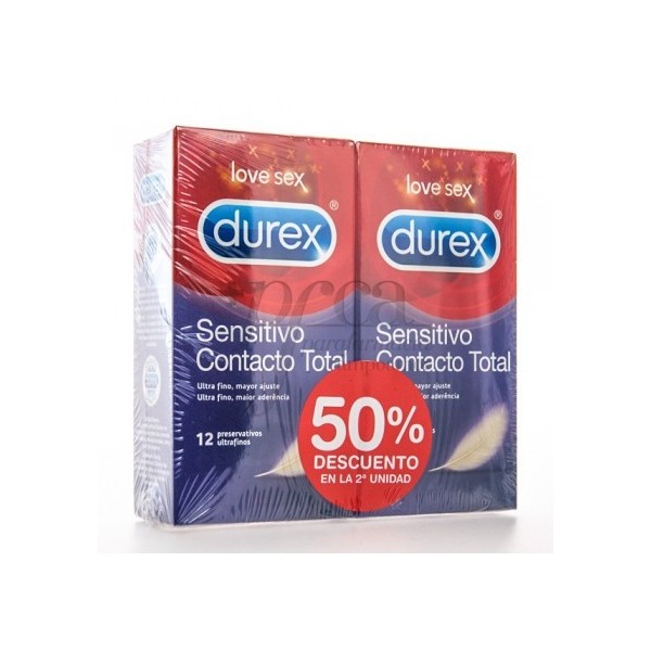 RECKITT DUREX SENSITIVO CONTACTO TOTAL 2X12 UD DUPLO (2ºUNID AL 50%)