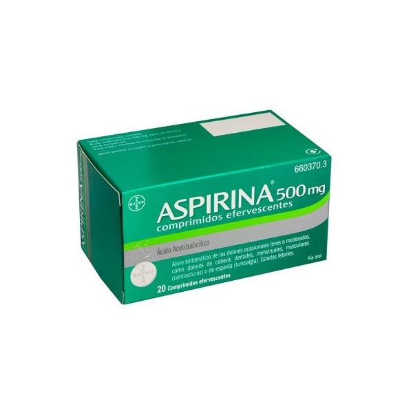 ASPIRINA 500 MG 20 COMPRIMIDOS EFERVESCENTES