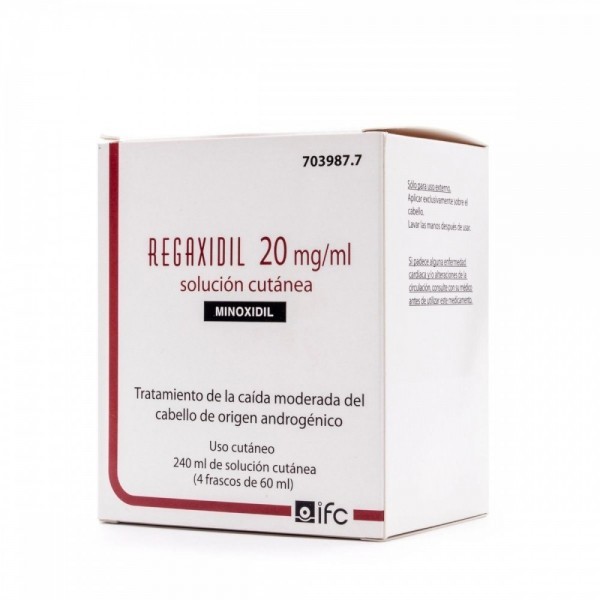 REGAXIDIL 20 MG/ML SOLUCION CUTANEA 4 FRASCOS 60 ML