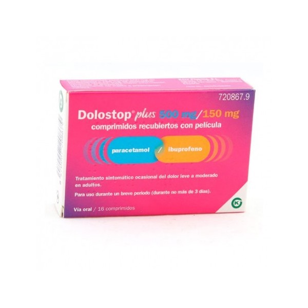 DOLOSTOP PLUS 500 MG/150 MG 16 COMPRIMIDOS