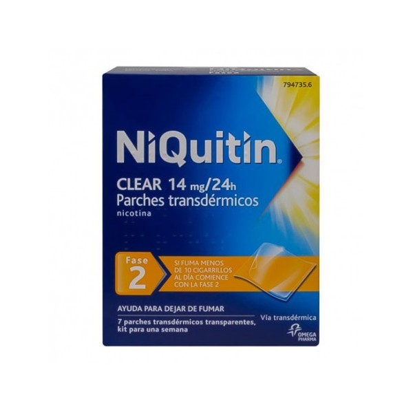 NIQUITIN CLEAR 14 MG/24 H 14 PARCHES TRANSDERMICOS 78 MG