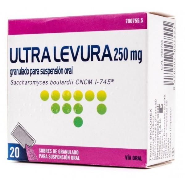 ULTRA-LEVURA 250 MG 20 SOBRES GRANULADO SUSPENSION ORAL