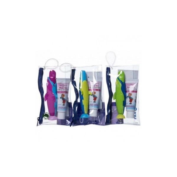 KIN NECESER CEPILLO VIAJE INFANTIL COCODRILO + PASTA 25 ML FRESA