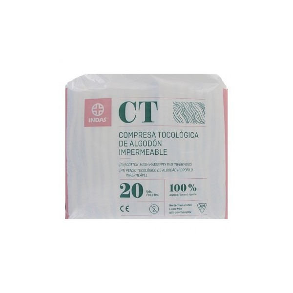 INDAS COMPRESAS TOCOLOGICAS MATERNITY ALGODON 20 U