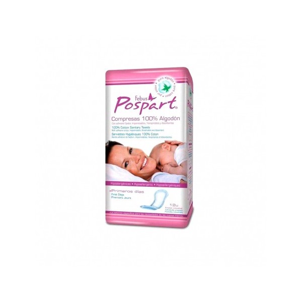 INDAS COMPRESAS HIGIENICAS FEMENINAS POSPARTO INDASEC PRIMEROS DIAS ALGODON 12 U .